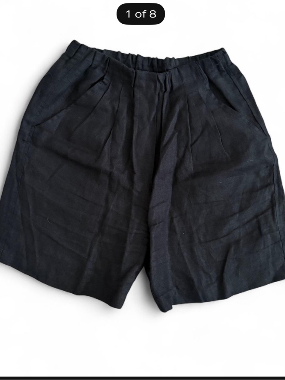 Vintage Free Wear by Jonathan Hoenscheidt Black 100% Linen Long Shorts